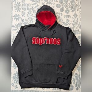 Vintage Y2K The Sopranos Hoodie Mens Medium Black Red HBO TV Show 2X